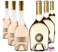 Lote de descubrimiento Miraval 6x75Cl - 3 Studio Miraval 2021 Rosé 75Cl 12.5% y 3 Côtes de Provence Blanco 2021 75Cl 13%