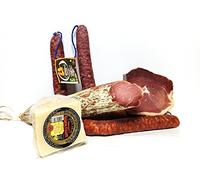 Lote de Embutido: Jamón Serrano 600 gr, Lomo Embuchado 1 Kg, Chorizo en Sarta Rojo 450 gr, Chorizo en Sarta Blanco 450 gr, Queso Curado de Oveja 800 gr. - Un verdadero kit de supervivencia.