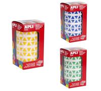Lote de gomets en rollo APLI Kids , gomets triangulares de tamaño 10,5 mm, color amarillo (4863) + color azul (4864) + color verde (4866)