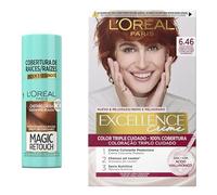 Lote de L'OREAL PARIS Magic Retouch Spray Retoca Raíces y Canas Castaño Caoba + L´ORÉAL PARIS Excellence Creme Tinte Permanente - Tono 6.46 Rubio Oscuro Cobrizo Caoba