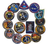 Lote de parches NASA Apollo Mission Apollo1, 7, 8, 9, 10, 11, 12, 13, 14, 15, 16, 17, parche bordado para 60º aniversario