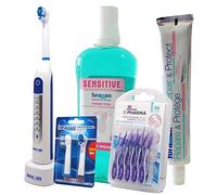 Lote de Productos que Incluye Cepillo eléctrico RS6, 2 x Recambios RS6, Enjuague Dientes Sensibles, Crema Dental "Repara y Protege" y Interdental Goma