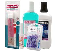 Lote de Productos que Incluye Kit Dientes Sensibles, Interdental Goma, Enjuague Dientes Sensibles, Pincel Blanqueador y Enjuague Whitining