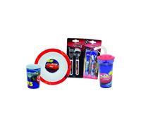 Lote de Vajilla Disney Cars para Niños - FUN HOUSE - 006378 - Vaso, Plato Hondo, Vaso con Pajita y 2 Juegos de Cubiertos