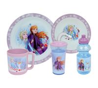 Lote de vajilla Disney Reina de las Nieves - FUN HOUSE - 006379 - Plato hondo, plato llano, taza, cantimplora y vaso con pajita