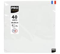 Lote económico de 200 toallas blancas de 38 x 38 cm - 2 pliegues micro-gravadas de doble punto, muy absorbentes y gruesas, ideal para restaurantes, cervecerías, eventos - Fabricado en Francia - Norma