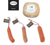 Lote embutido y queso. Pack Menorquín, Sobrasada de Menorca Etiqueta Negra El Paladar, Carn i Xua etiqueta negra, Sobrasada Picante Etiqueta Negra y Queso Mahón Son Vives Semi Curado