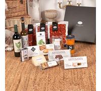 LOTE GOURMET 120-25 con vinos Séptimo Sentido Verdejo y Goru Organic, ibéricos, queso curado, aceite La Chinata, conservas y dulces en caja negra