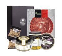 Lote Gourmet Detail Box CEX1 Sin Alcohol | Jamón Ibérico de Cebo, Paté de Perdiz, Crema de Queso de Oveja, Aceitunas Verdes y Picos de Pan | Regalo Gourmet