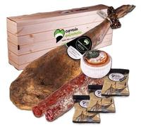 Lote Gourmet Empresa Navidad La Siberia - Jamón Ibérico de Cebo 7,5 kg aprox. - Queso Torta de la Serena Premio 2024 - Chorizo y Salchichón Ibéricos | Cesta Regalo Corporativa Premium Extremadura