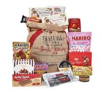 Lote Navideño 229: Cesta Solidaria Familiar Sin Alcohol - Ibéricos, Dulces, Gominolas y Panettone Oxfam de Comercio Justo en Saco de Yute Reutilizable