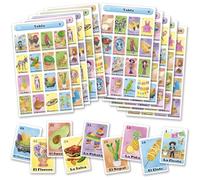 Loteria Fiesta - Juego de bingo en español, mexicano Fiesta Lotería para 10 jugadores, 10 tablas y mazo completo de cartas