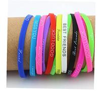 Lotes 20 unids Mezcla Letras Letras impresión Pulsera de Silicona Pulsera 5mm Goma elástica Amistad Pulseras Hombres Mujeres joyería