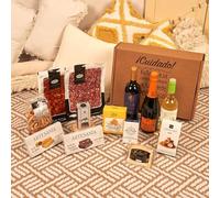 Lotes Cestas Y Regalos - Lote Empresa 110-25 / con cava reserva, vinos tinto y blanco, ibéricos, queso curado, conservas premium y dulces artesanos en caja negra regalo