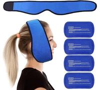 LotFancy 4 Bolsas de Gel Reutilizable Frío Calor con Banda de Compresión, Bolsa de Hielo Compresas Multiusos Terapia para Mandíbula Cara Cabeza Barbilla Dolor De Muelas, Cirugía Facial Oral