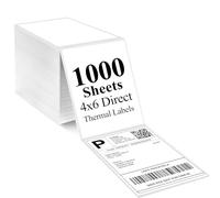 LotFancy 4X6 térmicas marcadores directos en zig-zag, 1000 etiquetas de envío Fanfold 1 Stack 1000 Labels Las etiquetas de envío blanco