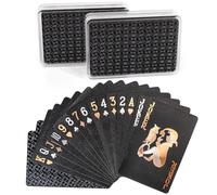 LotFancy - Juego de cartas de plástico (impermeables, 2 barajas de cartas con fundas de plástico, tamaño de puente, índice estándar, para trucos mágicos, juegos de cartas de piscina y playa)