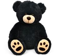 LotFancy Teddy Bear Stuffed Animals, 20 inch Soft Cuddly Plush Black Bear, Cute Toy with Footprints, Gift for Kids Baby Toddlers on Baby Shower, Birt