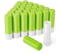LotFancy Tubos de bálsamo labial vacíos, 30 tubos vacíos de bálsamo labial de 4,8 g con tapas verdes