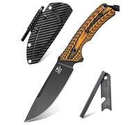 LOTHAR FOX Cuchillos de Hoja Fija, Hoja de Acero D2, Mango de G10, Funda de Kydex, Cuchillo Bushcraft Para Los Amantes Del Aire Libre