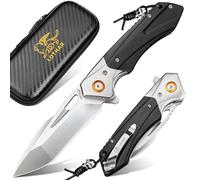 LOTHAR LICH KING Navaja Plegable, Cuchillo de Bolsillo de Acero D2 con Mango G10, Navaja de Supervivencia con Sistema Liner Lock y Clip de Cinturón (Plata)