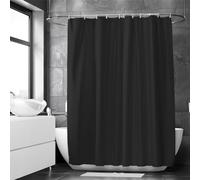 Loti Living Cortina de Ducha Negra 180x200 cm - Tela Antimoho Impermeable Lavable - Cortina Moderna para Baño