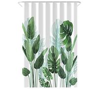 Loti Living Cortina de Ducha Strelitzia 120x200 cm - Diseño Tropical - Poliéster Lavable Impermeable con Anillas
