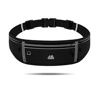 Lotisie Riñonera Running para Correr con Tiras Reflectantes y Orificio para Auriculares, para Correr, Impermeable, para Entrenamiento, Viajes y más, Negro