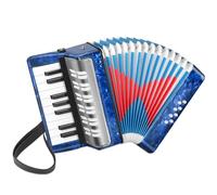 Lotkey Acordeón de piano de 17 teclas, mini acordeón musical ecológico para niños con cubierta de fuelle de acero inoxidable, diseño ligero y portátil para niños, principiantes para practicar (azul