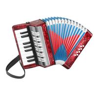 Lotkey Acordeón de piano de 17 teclas, mini acordeón musical ecológico para niños con cubierta de fuelle de acero inoxidable, diseño ligero y portátil para niños, principiantes para practicar (rojo)