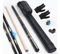 lotmusic Juego de palos de billar de alta calidad, juego profesional de palos de billar de 58 pulgadas con funda negra para tacos de billar y accesorios de billar.