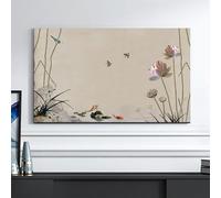 Loto Patrón De Tela De Poliéster Cubierta De La Pantalla Del Televisor, El Polvo De Estilo Chino A Prueba De Tela Protector, Protector De Pantalla De TV Suave Para Varios Tipos De TV-E||28inch