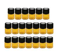 Lots - 20 botellas vacías de vidrio transparente con tapón de rosca negro, marrón, 1 ml