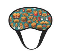 Lots of Cartoon Burger Fries Print Blackout Sleep Mask - Cómoda cubierta para ojos, bloqueo de luz, perfecta para viajes, meditación y camping