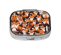Lots of Cartoon Little Foxes - Organizador de pastillas de viaje con 2 compartimentos, mini pastillero portátil, caja de almacenamiento de medicamentos y vitaminas