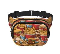 Lots of Cute Fries - Cinturón cuadrado de doble capa, riñonera unisex para correr, viajar, senderismo, fitness, color negro, talla única, Negro, One Size