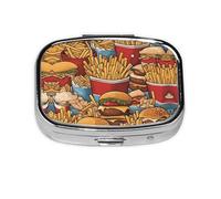 Lots of Cute Fries - Organizador de pastillas de viaje con 2 compartimentos, mini pastillero portátil, caja de almacenamiento de medicamentos y vitaminas