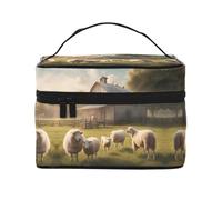 Lots of Cute Sheep - Bolsa de maquillaje de gran capacidad para mujer, bolsa de maquillaje portátil de viaje (9 x 6.5 x 6.2 pulgadas), bolsa de maquillaje grande para niñas