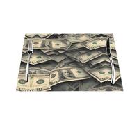 lots of dollars - Manteles individuales estampados para el hogar, juego de 6 piezas, 12 x 18 pulgadas, adecuados para mesas de comedor de hotel, cocinas y decoración del hogar