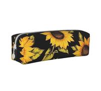 Lots of Sunflowers - Estuche cilíndrico portátil con cremallera de piel para cosméticos, White, Talla única, Mochila escolar