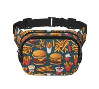 Lots of tasty food - Riñonera cuadrada de doble capa, unisex, para correr, viajar, senderismo, fitness, color negro, talla única, Negro, One Size