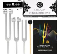LOTS OF ZEN Diapasones Sanadores (128Hz, 256Hz, 512Hz) - Set de Diapasones Médicos con Peso para Sanar Chakras - Accesorios de Yoga y Meditación - Set de Diapasones con Frecuencias Sanadoras