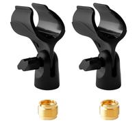 Lotsdonxia Juego de clips de micrófono ajustables, soporte universal para micrófono con abrazadera con cable e inalámbrica, compatibilidad para escenario, aula y estudio