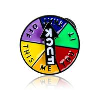 Lotsdonxia Pin esmaltado giratorio - Colorido rueda de la suerte unisex Pin para actividades de fiesta único divertido arte pines para ropa, bolsos y sombreros, talla única, Metal, No es una piedra