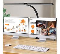 LOTTBUTY Lampara Escritorio LED de Doble Cabeza,24W 80CM lampara Led Escritorio de Regulable,5 Temperaturas Color 5 Niveles Brillo,Protección Ocular Luz Monitor con pinza para Oficina,Estudio,Diseño