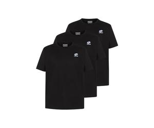 Lotto Camiseta básica para hombre, paquete de 3 unidades, corte regular, 100 % algodón, camiseta para hombre con logotipo pequeño, camisetas de manga corta, camiseta para hombre, talla M-5XL, Negro