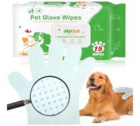 LotuFlor Toallitas para perros, guantes de aseo mejorados, desodorizantes, aceite vegetal, toallitas de baño, sin agua, champú para gatos, toallitas para mascotas, para patas, glúteos, cara y pelaje