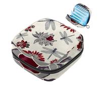 Lotus and Dragonfly - Bolsa de almacenamiento de servilletas sanitarias, bolsa grande para copa menstrual con cremallera, bolsa de almohadillas para el período, bolsa para almacenar panty forros,