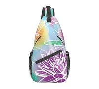 Lotus and Dragonfly Santa Claus Christmas Sling Bag, Mochila de Hombro Paquete de Cofre Causal Crossbody Daypack para Mujeres Hombres Senderismo Viajes
