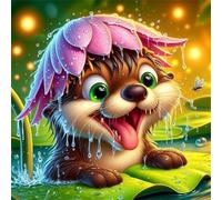 Lotus Animal Otter Jigsaw Puzzle 70 Pieces 45x45cm/18x18inch, Difficult Jigsaw Puzzles for Adults 70, Beautiful Art Work, Great Festive Puzzle Gift for Men/Women